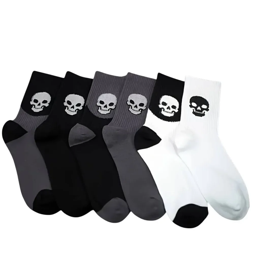 Women's Skull Print Athletic Crew Socks Size 7-9 #T